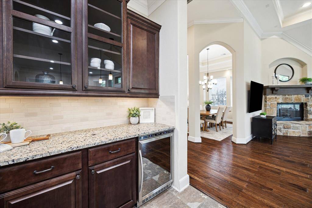 Built in beverage center conveniently located near the living room.
