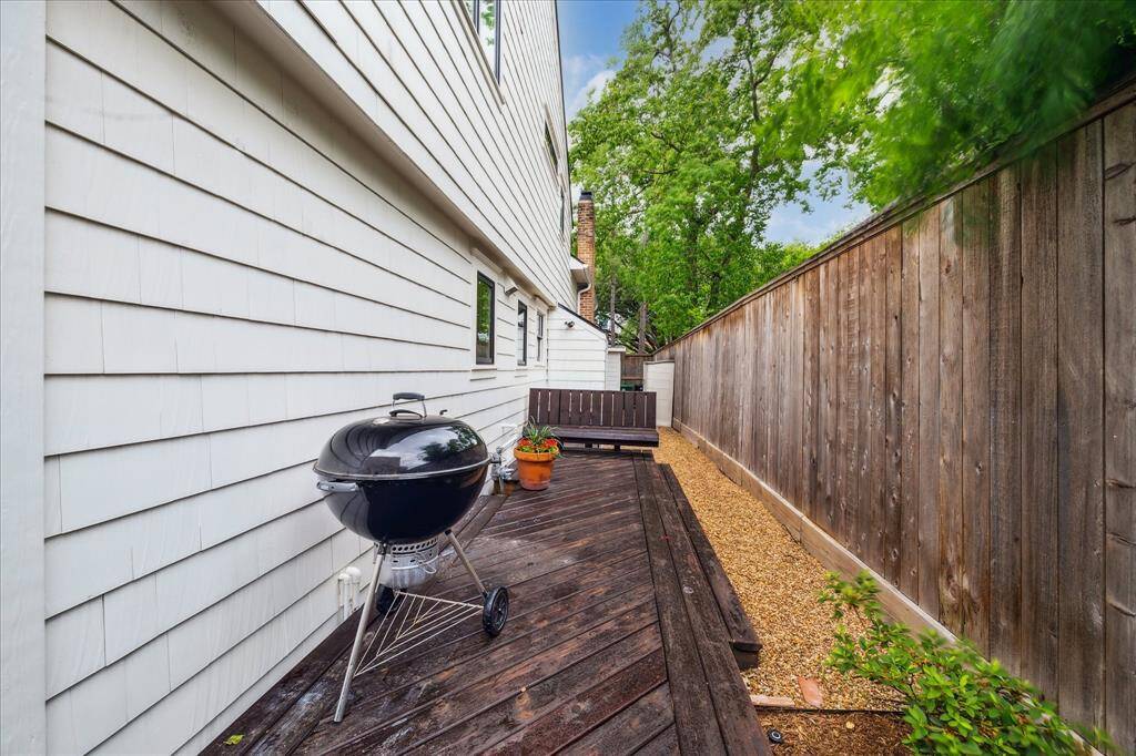 View of the side yard with extra storage.