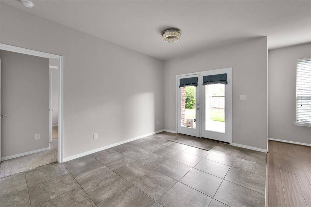 The open concept dining area can also be used as a flex-space.