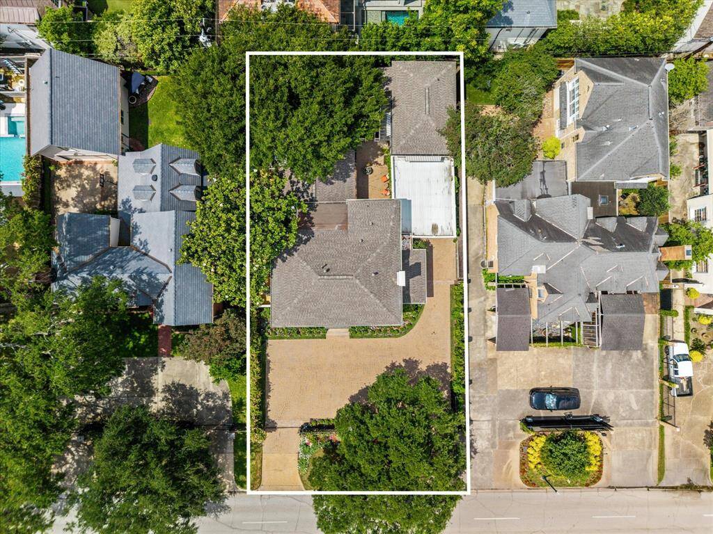 An aerial view of the lot
