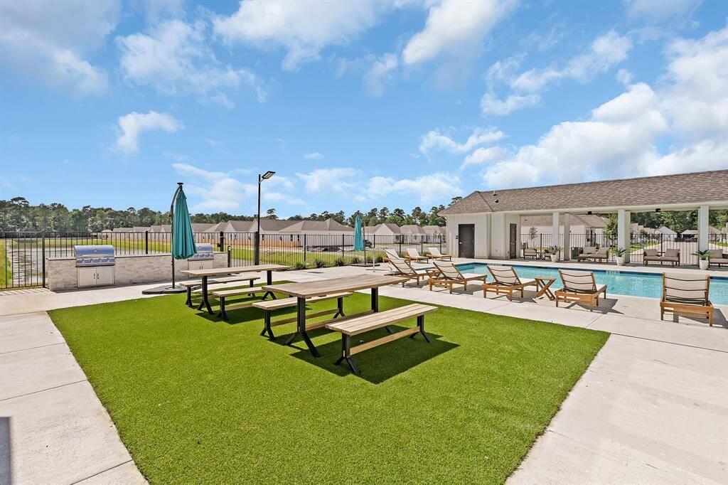 Resort style pool, cabanas, green space, games and seating!