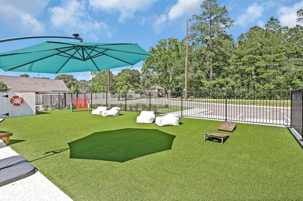 Green space with outside games and plenty of outdoor seating!