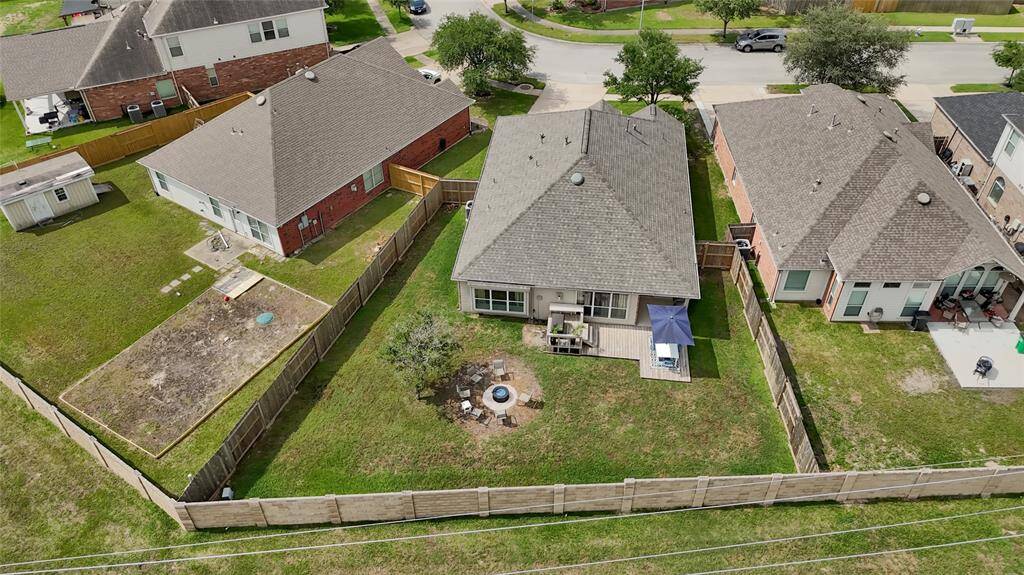Aerial view of backyard