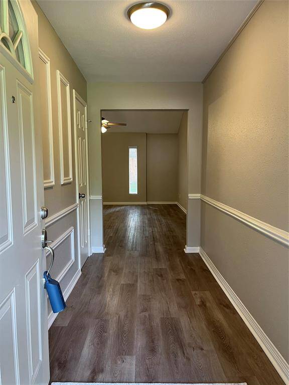 Entryway with wood detailing.
