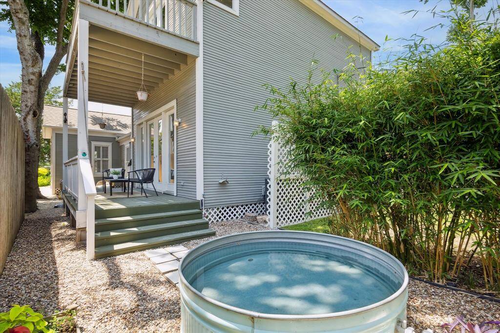 Stock tank pool added by current owner. Right off covered patio