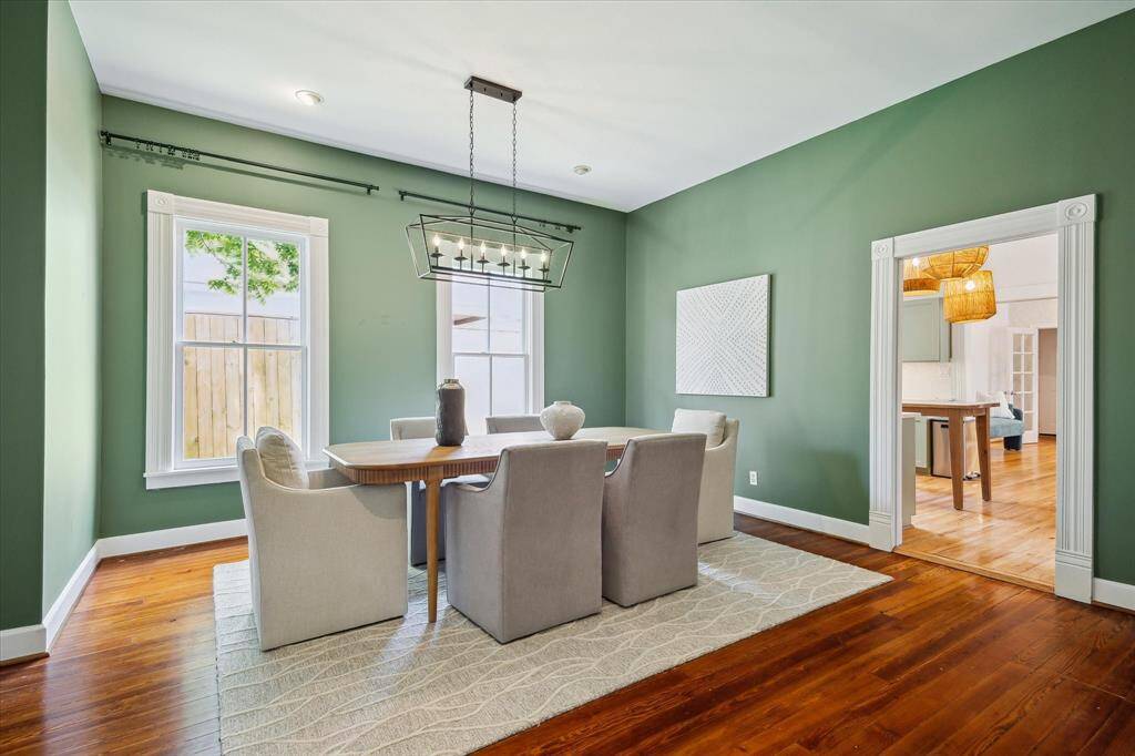 Dining Room (15X14) with Pottery Barn chandelier and recessed lighting. Located off entry and separate door to kitchen.