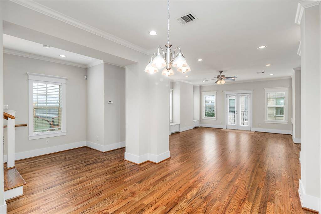 Architectural boxed columns provide separation while maintaining and open feel.