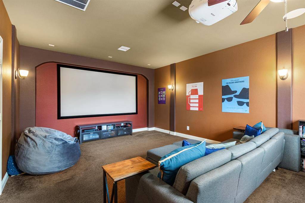 The media room offers plenty of space and an awesome spot for family movie nights, viewing parties and watching sports and cheering on your favorite teams. Popcorn anyone?