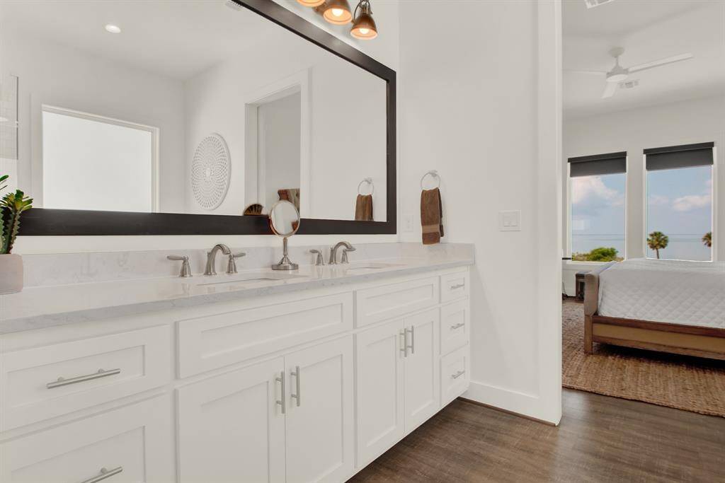 Double vanity allows room for both parties to get ready for the day at the same time.  No fighting over space here!
