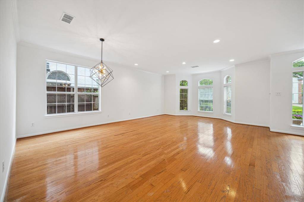 Another view of the large living and dining room area.