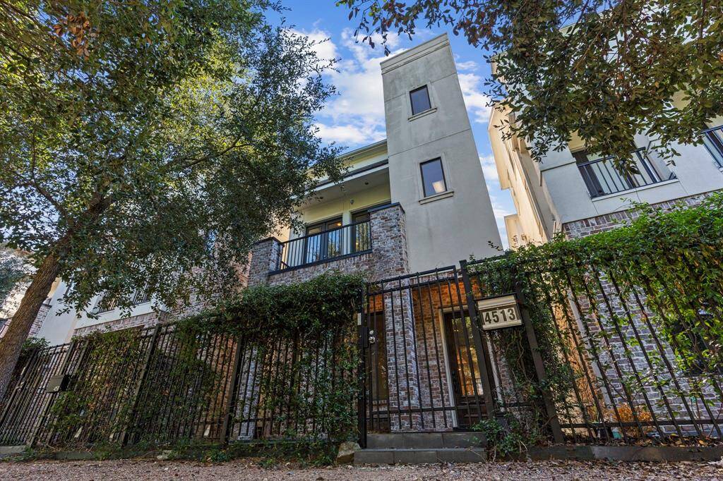 Welcome to 4513 Blossom Street! This stunning patio home boasts elegant finishes and is perfectly situated on a peaceful, tree-lined street shaded by beautiful oak trees in the sought-after Rice Military neighborhood. Enjoy the charm and security of a gated entrance and a delightful front yard!