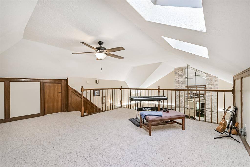 Bright and airy with skylights overhead. Ideal flex space for hobbies, reading, or relaxing.