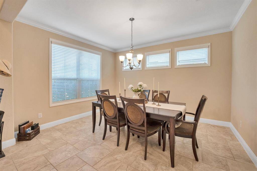 Formal dining is up front.