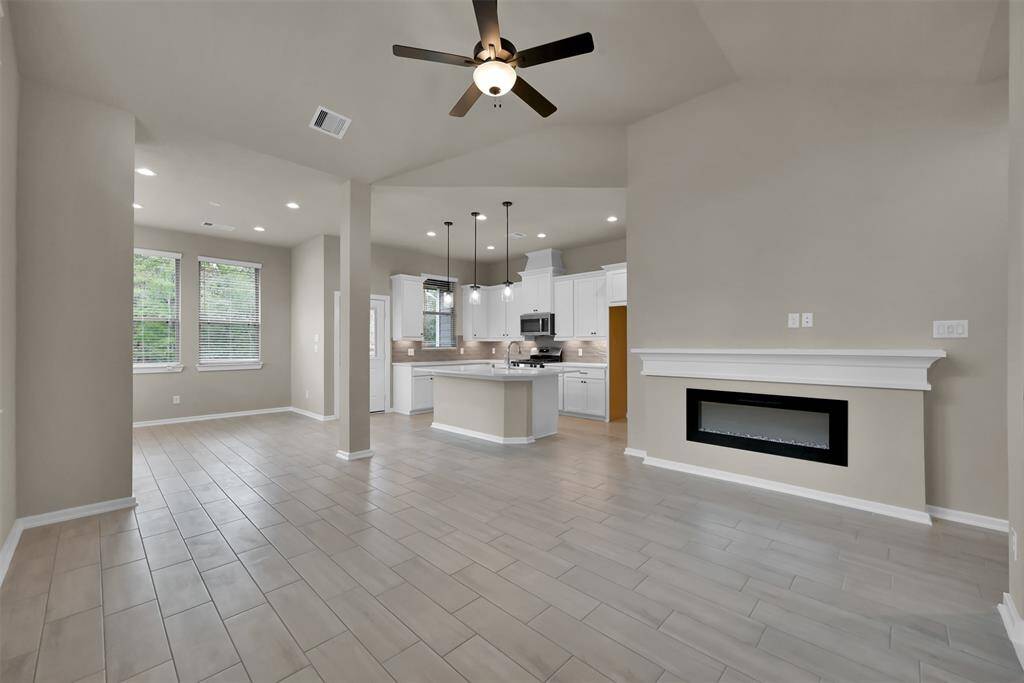 Great living room with electric fire place