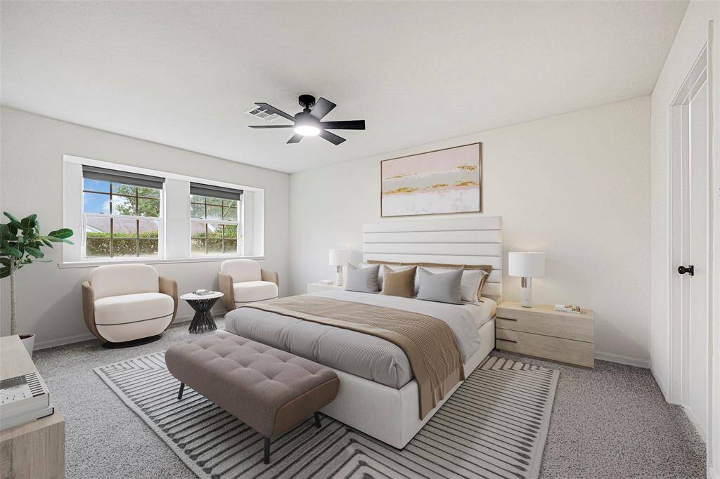 Virtually Staged Master Bedroom on First Floor