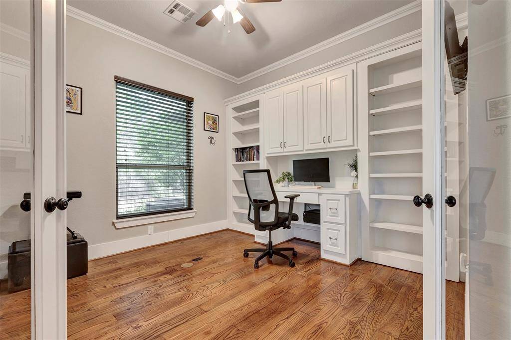 Home office with french doors