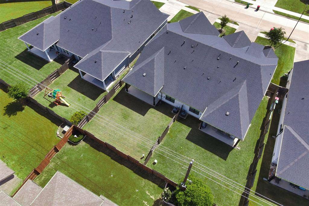 Aerial view of the backyard.