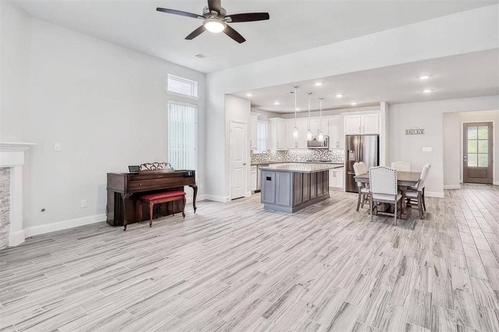 This spacious home has an open-concept floor plan.