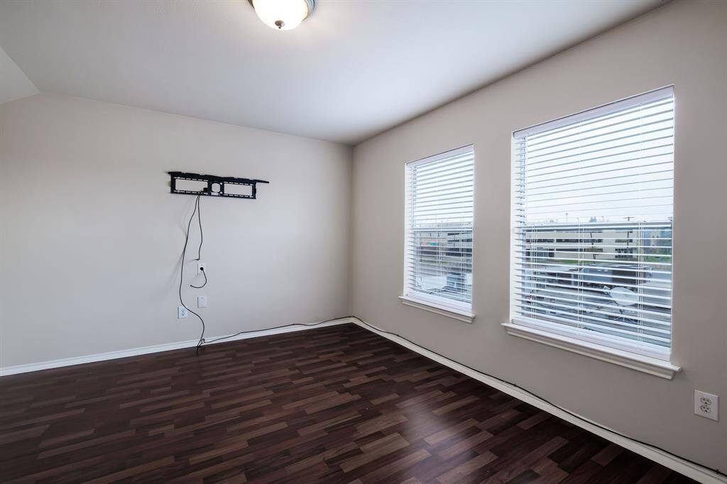 Closet is a great size. Attic access through the closed door.