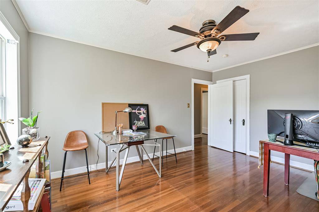 This versatile third bedroom offers great flexibility—currently serving as an office, it’s the perfect spot to either keep as part of the original home's flow or lock off for more privacy, connecting directly to the spacious 2016 addition.