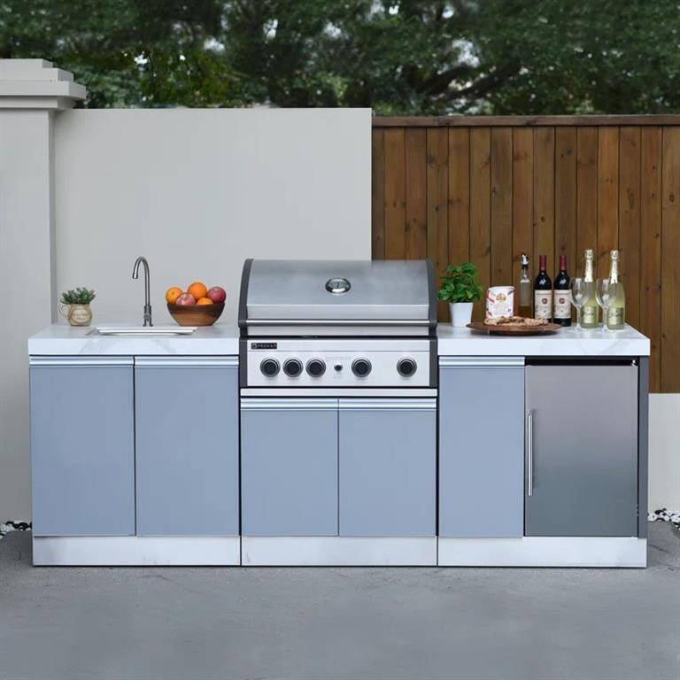This outdoor kitchen will be under the covered patio