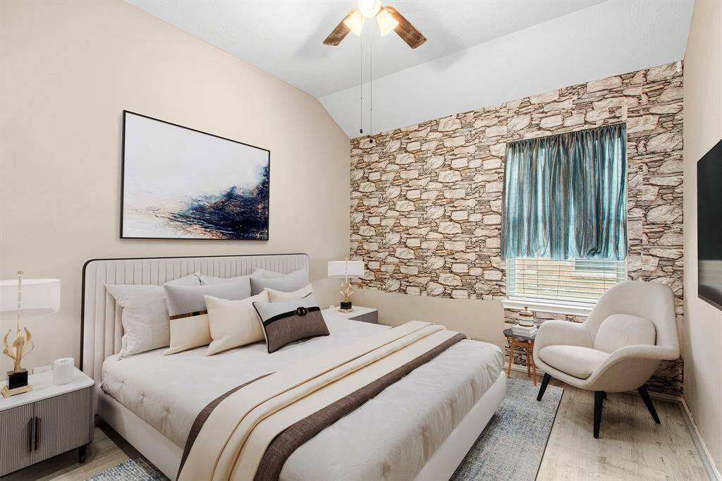 Bedroom #3. Accent wall is peel-and-stick, and can be removed at the request of a Buyer.