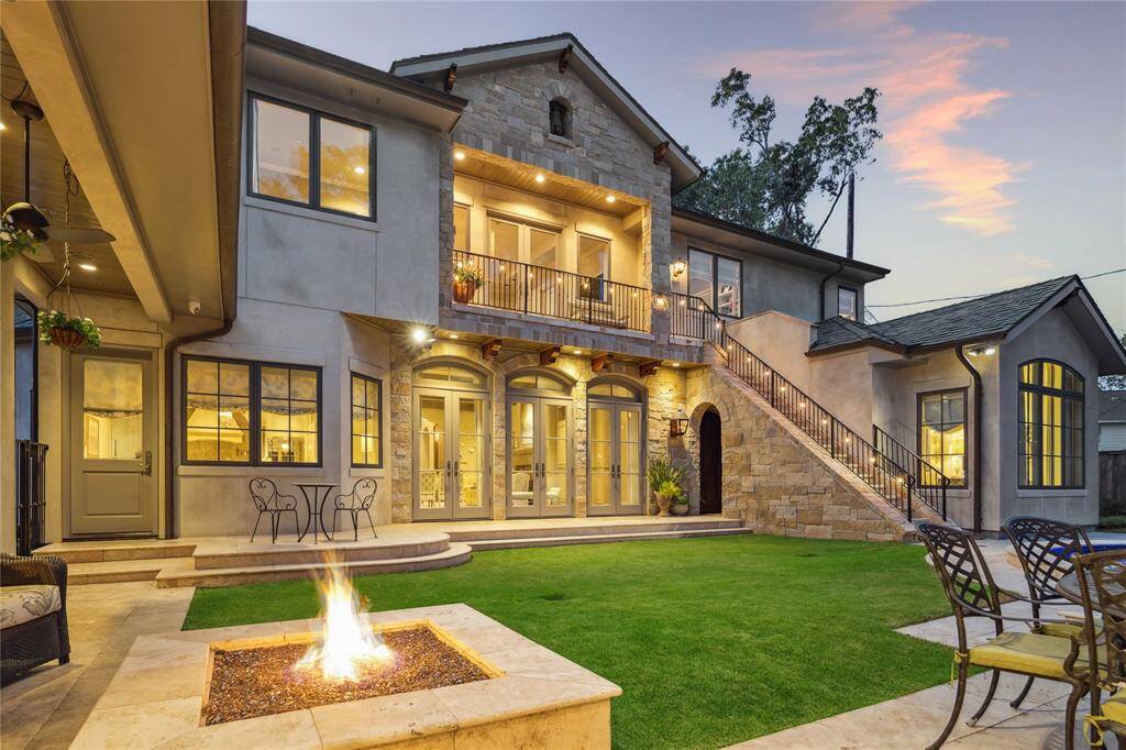 The backyard setting is the perfect place to relax by the fire after a busy day.
