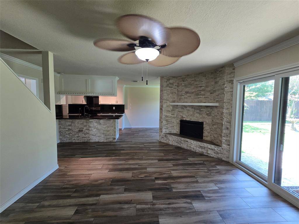 Beautiful tile floor that looks like wood.