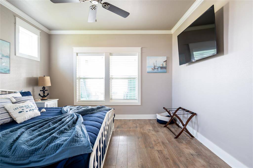The primary bedroom is light, bright and spacious!