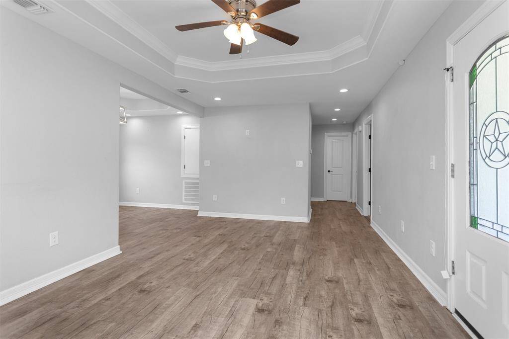 Living room and hallway to bedrooms