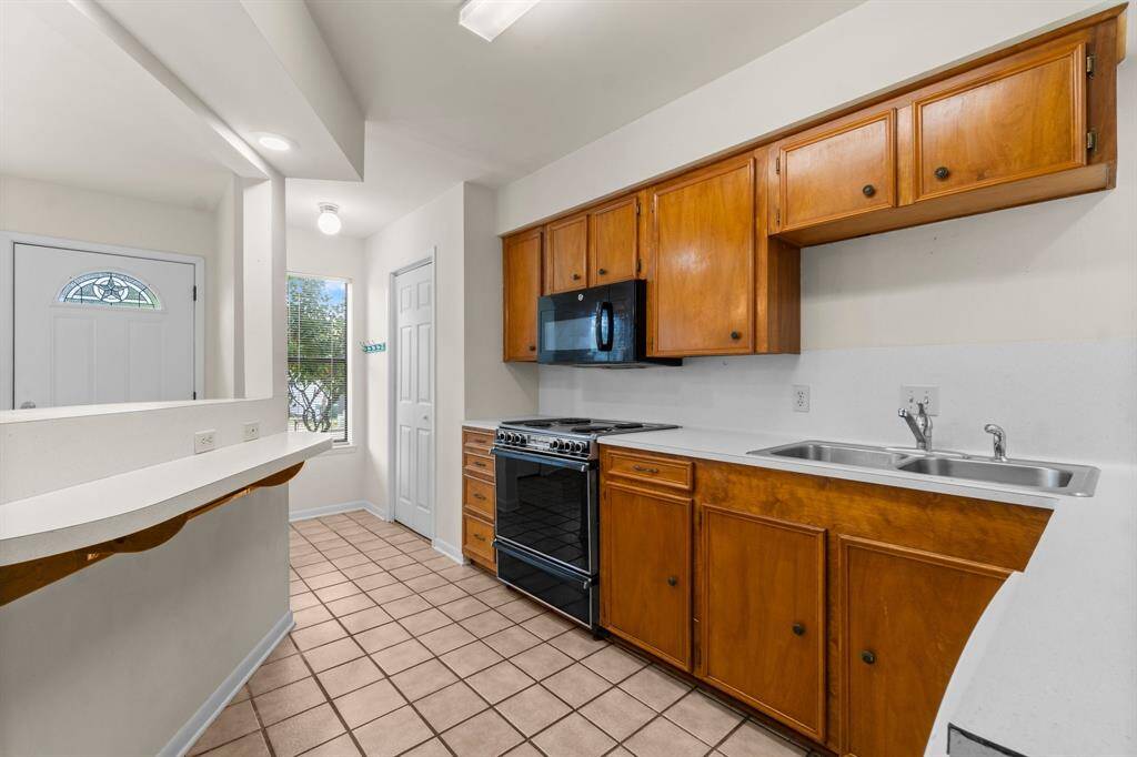 Kitchen with pantry on the right.