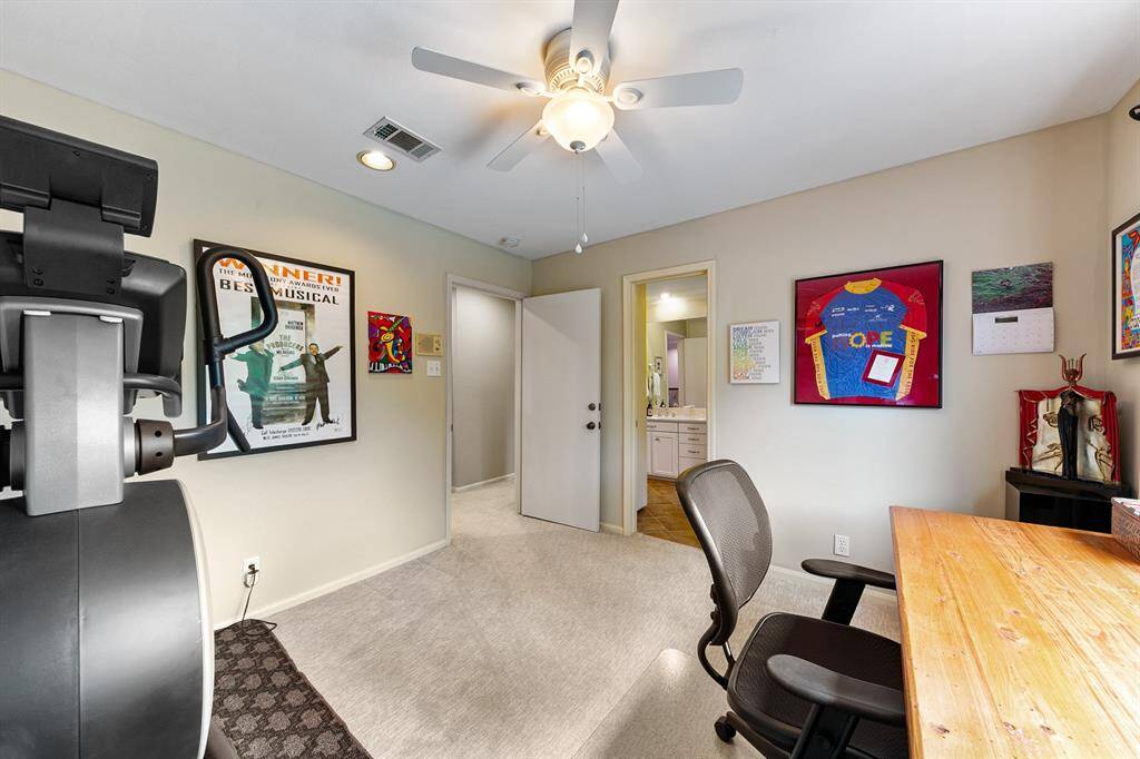 Another view of the guest room showing access from the bedroom to the bathroom (which also accesses the hall).