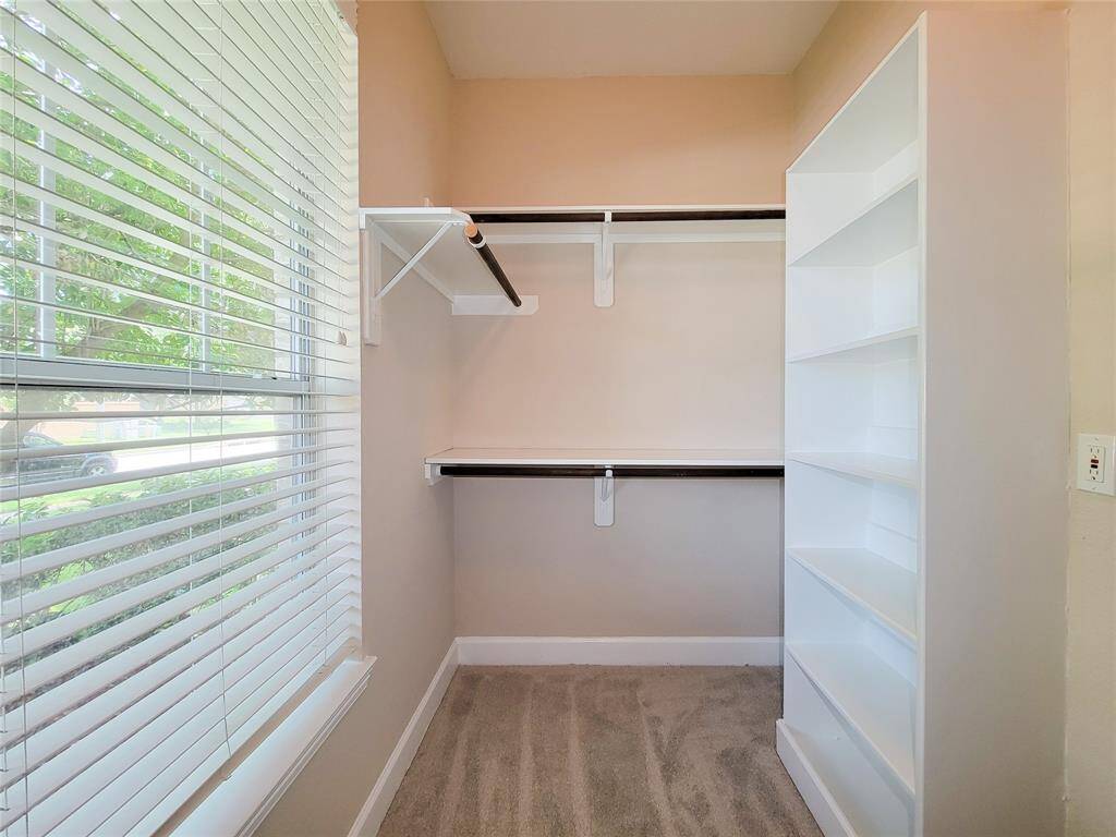 There are two separate walk-in closets with built-ins (10x5.5) & (7.5x7.5).