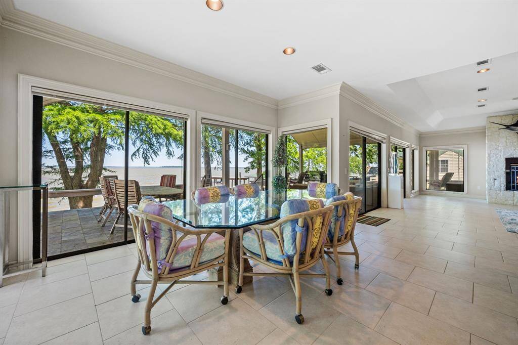 Dining indoors has a great view.