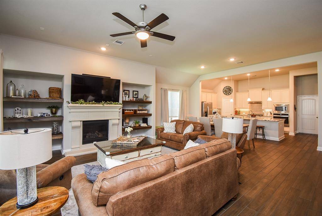 Another view of the kitchen, family room and casual dining space.