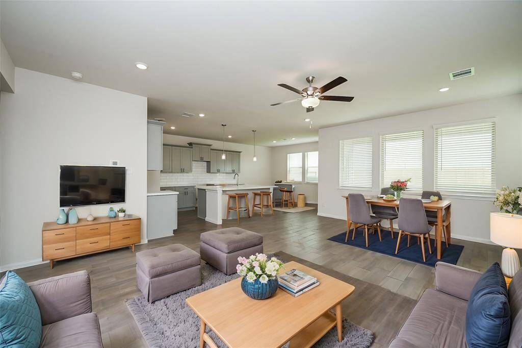 This is the amazing, spacious blended living/kitchen area, courtesy of the timeless open floor plan design concept, which gives you tremendous unobstructed space to use as a lifestyle canvas.