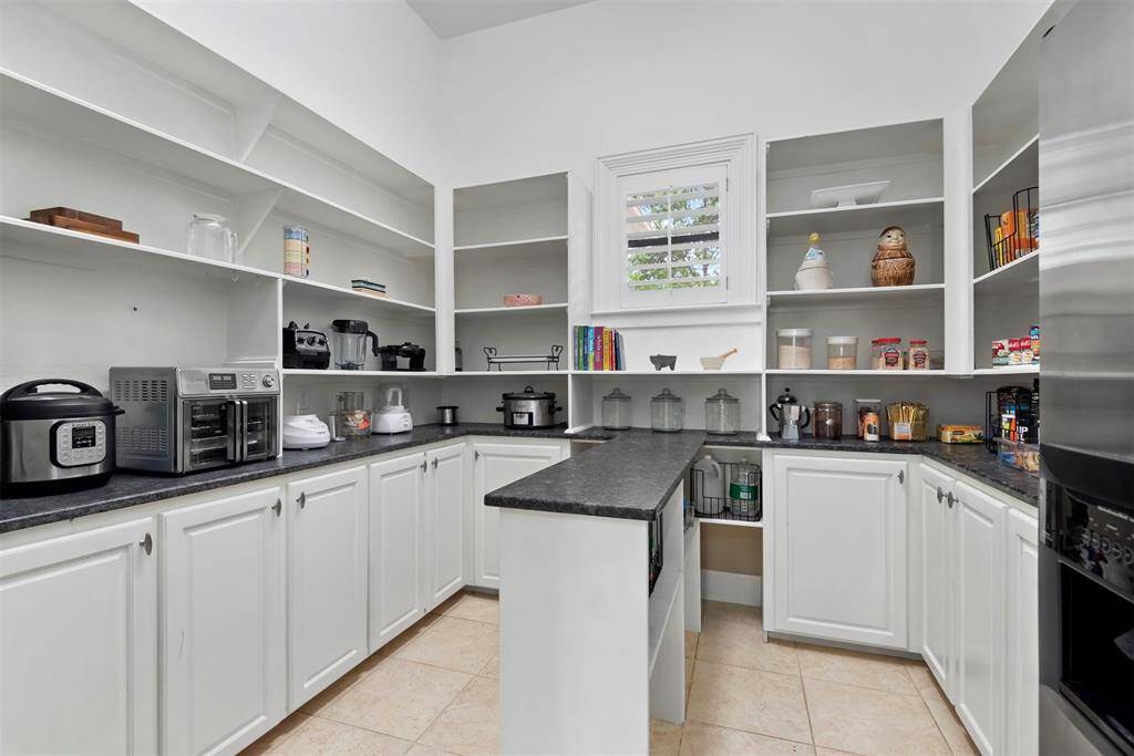 Amazing kitchen pantry with a fridge that stays.
