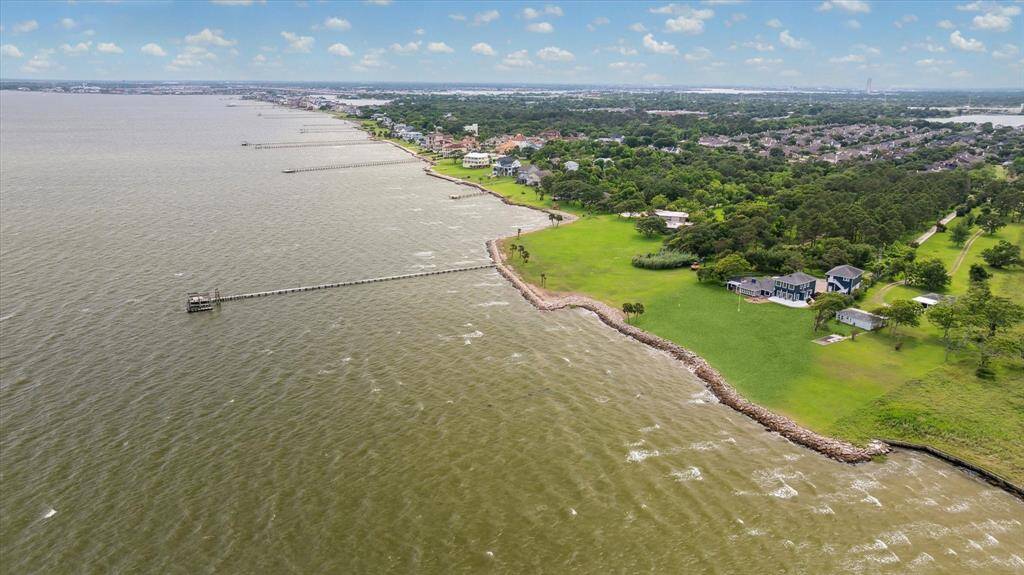 Aerial view of the property and the bay.