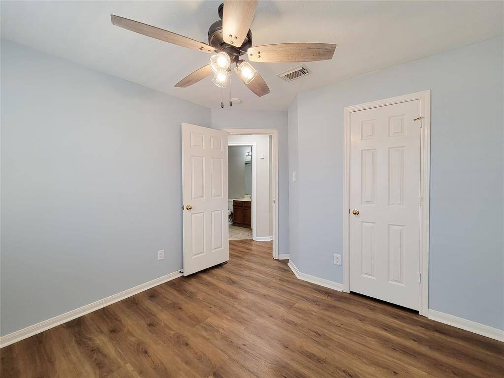 Charming light blue walls create a fresh atmosphere.