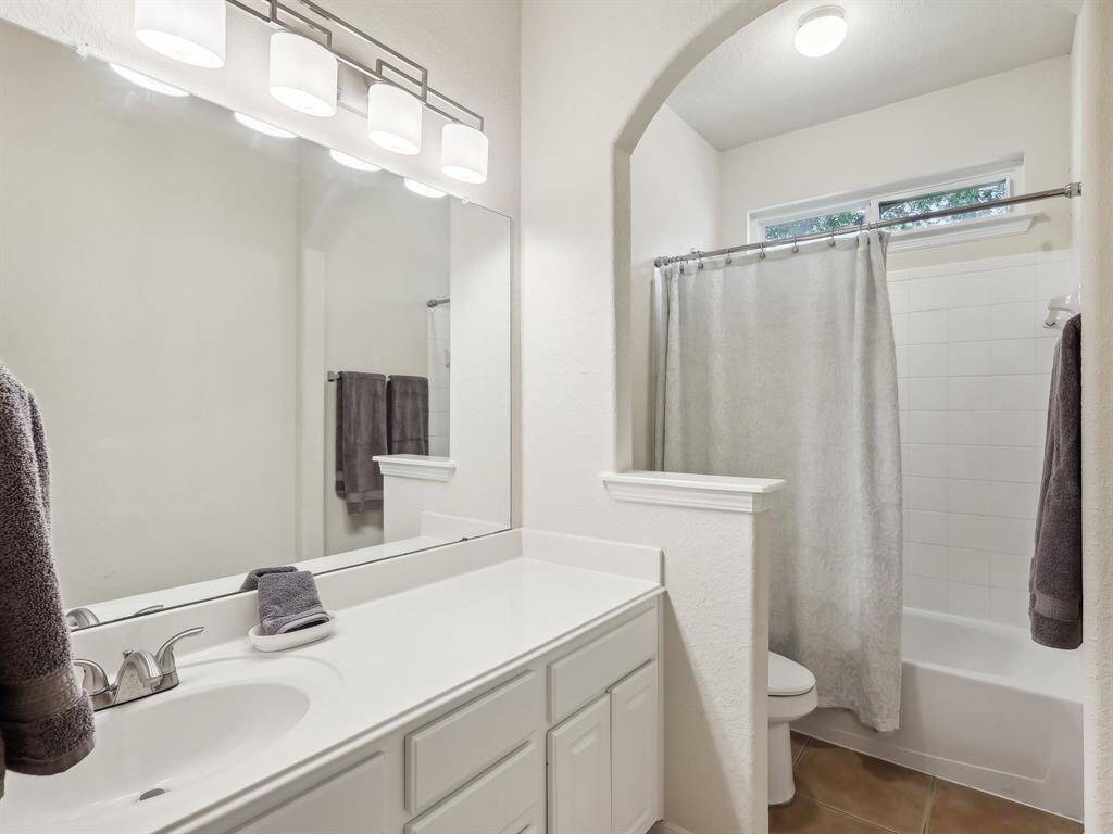 The Secondary Bathroom is the perfect size for sharing.