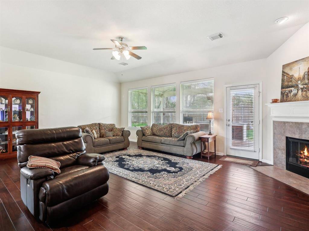 The Family Room is spacious and has great views of the backyard.