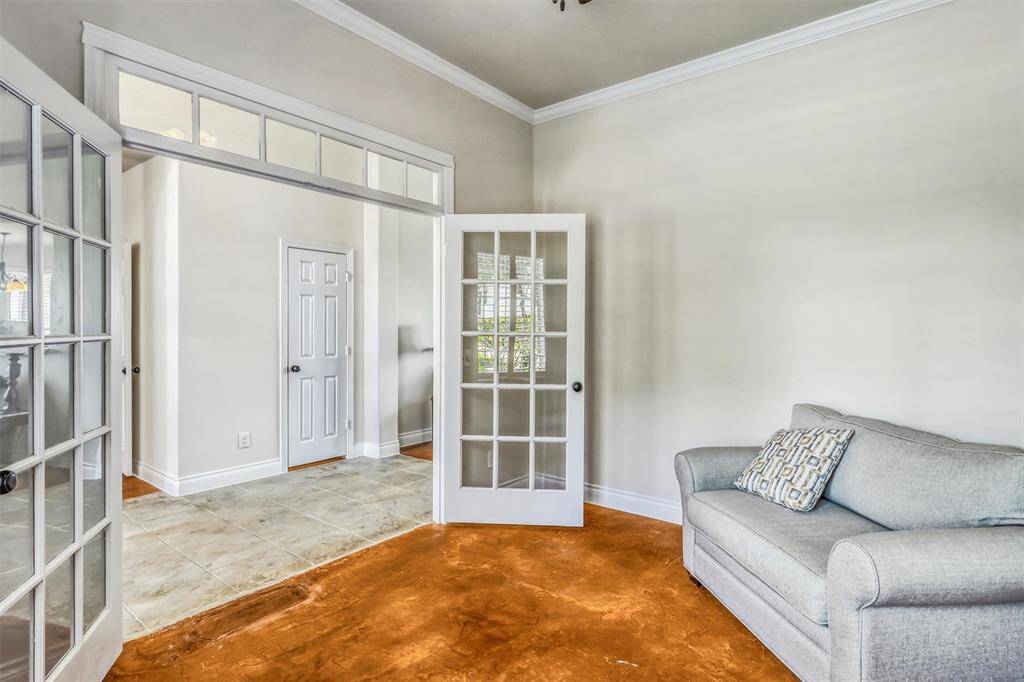 This versatile office offers a private, quiet retreat—ideal for productivity or creating a sophisticated workspace. With generous space for your furnishings, it can easily transition into a formal living room, media room, home gym, or playroom to suit your lifestyle.