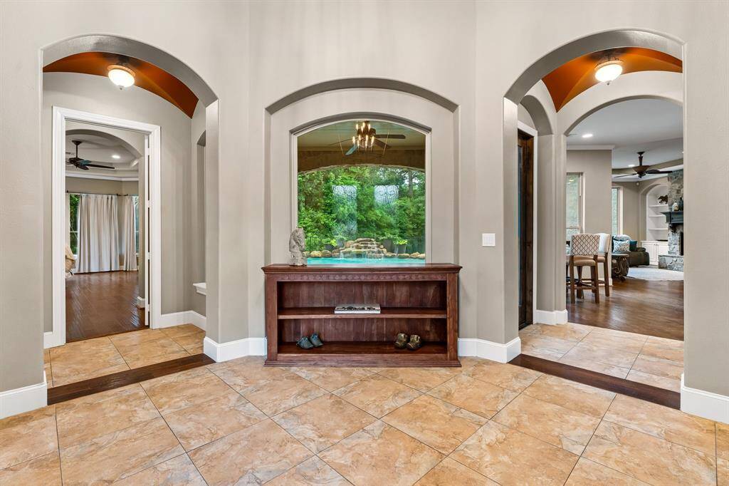 Backyard pool views from the entry.