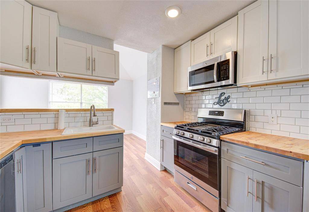 Kitchen w butcher block counter tops