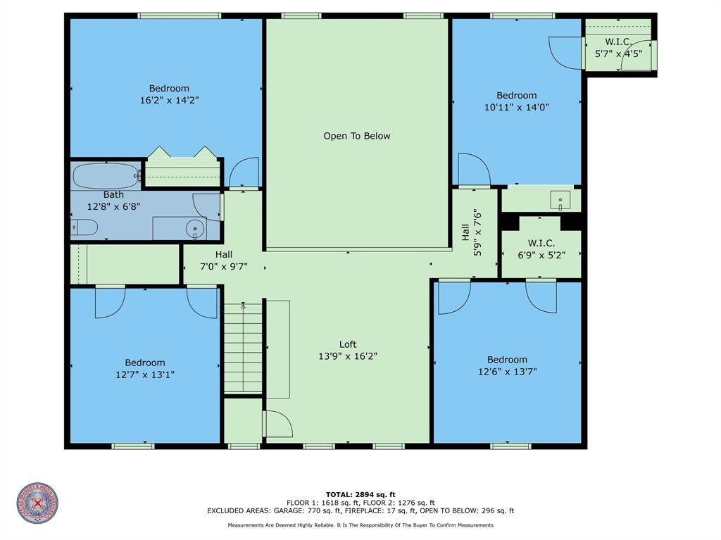 Second floor floorplan, notice the generously sized bedrooms