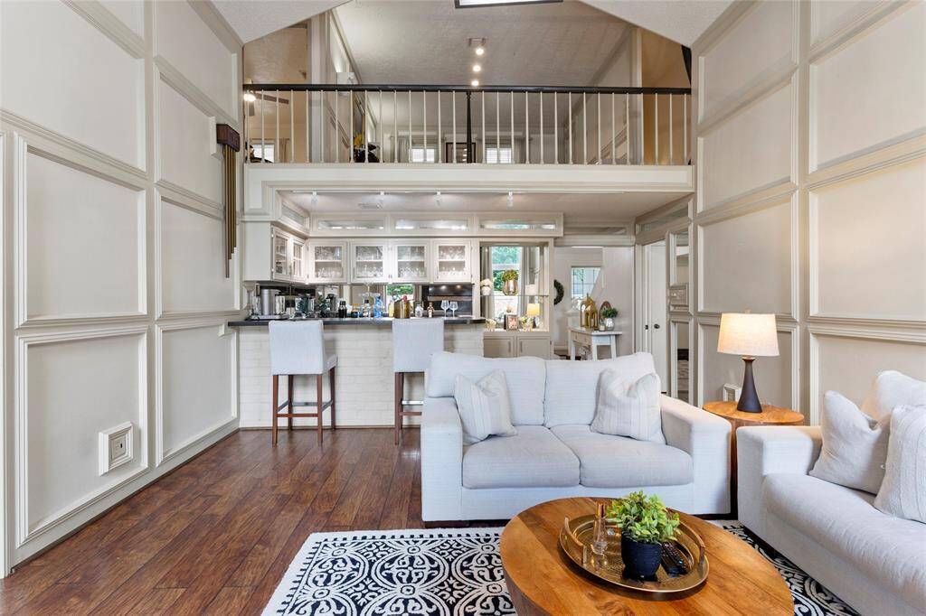 View from the living room towards the wet bar.