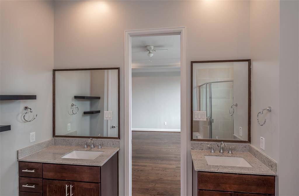 Primary bath with dual sinks.