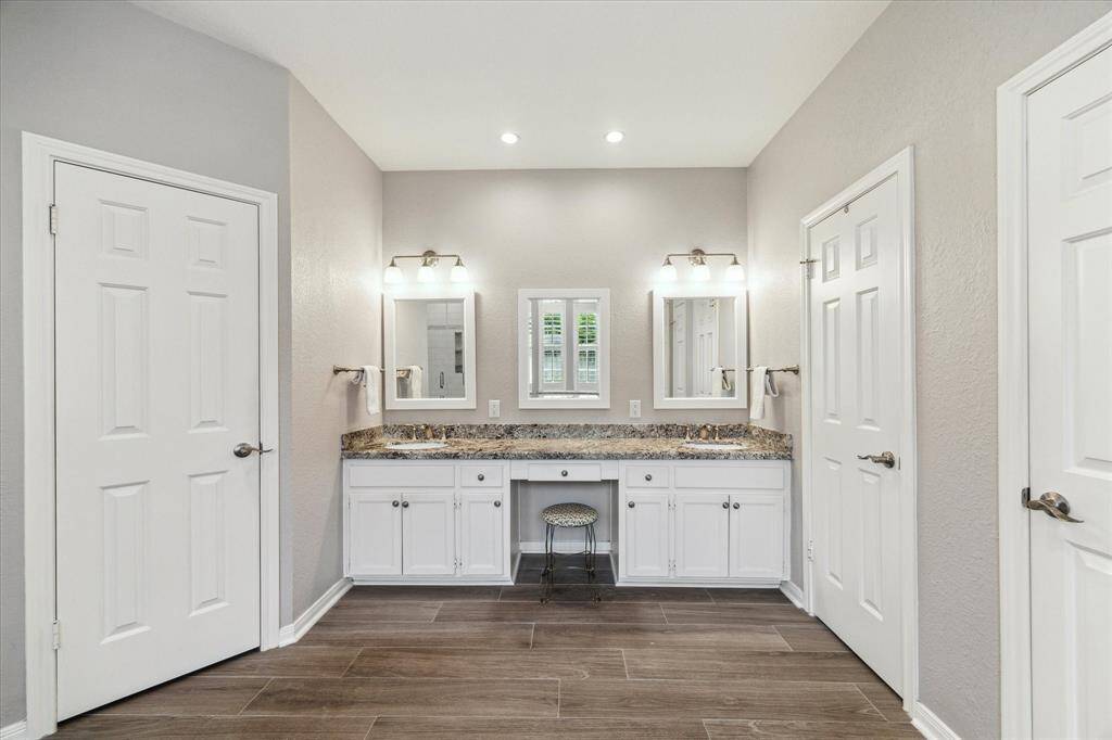 Double sinks and a vanity