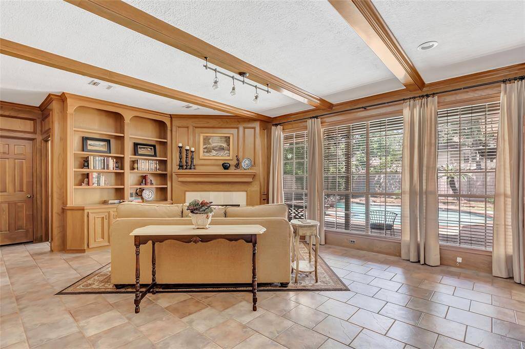 The family room with beautiful views of the pool.
