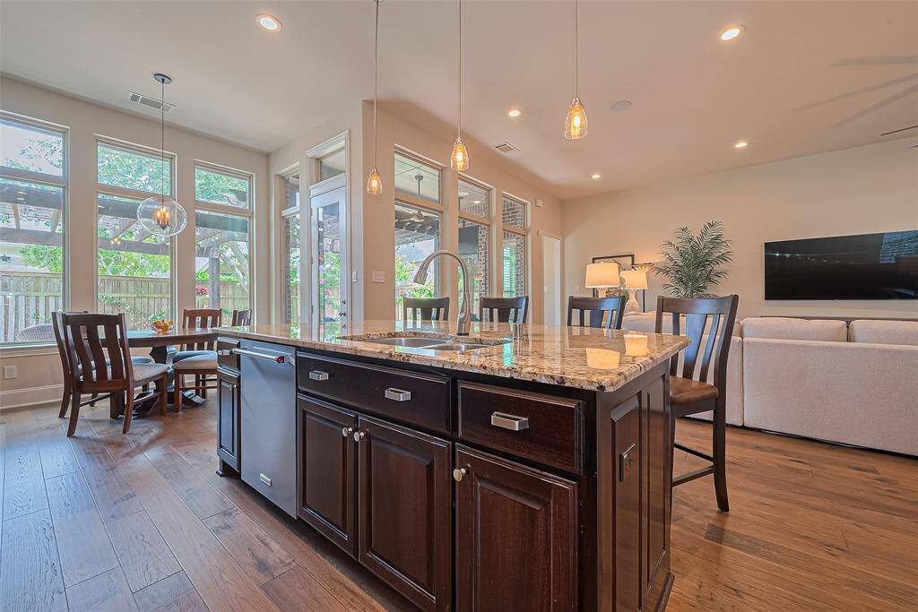 The cabinetry comes complete with installed hardware, helping to maintain a clean, polished look while protecting drawers and doors from everyday wear